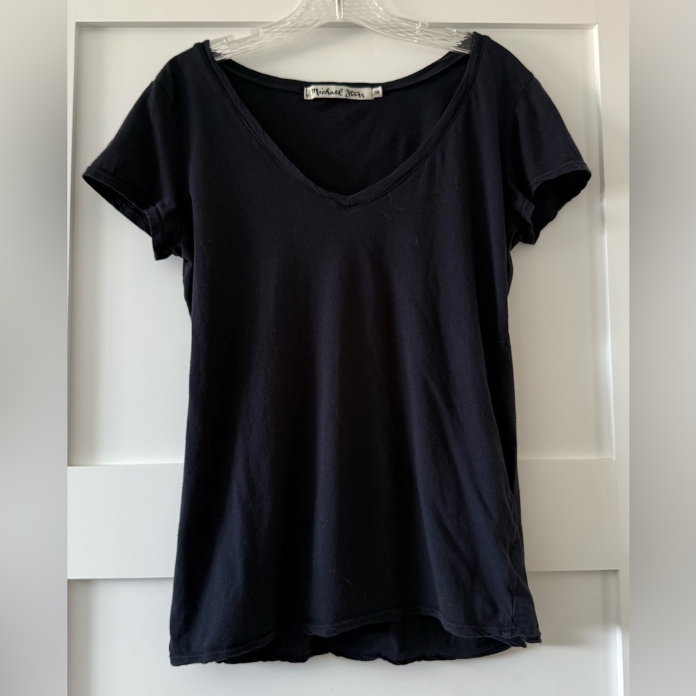 Michael Stars Black V-Neck Short Sleeve Tee